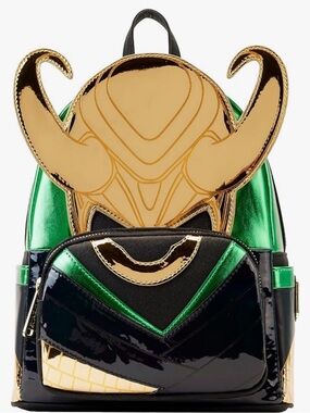 Brand NWT Marvel Shine Loki  Loungefly backpack With matching wallet